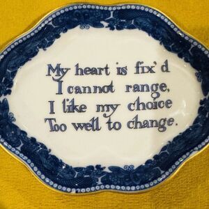 Mottahedeh Trinket Tray Porcelain Portugal Sentimental Blue Gorgeous 4.5x3.5”